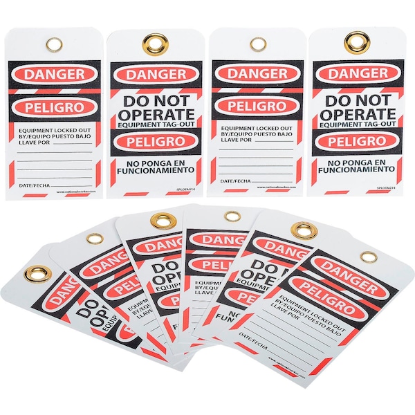 NMC Bilingual Lockout Tags - Do Not Operate Equipment Tag-Out